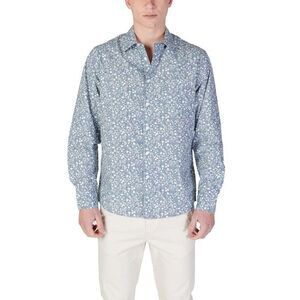 Replay Floral Print Shirt Long Sleeves Men Light Blue Shirts